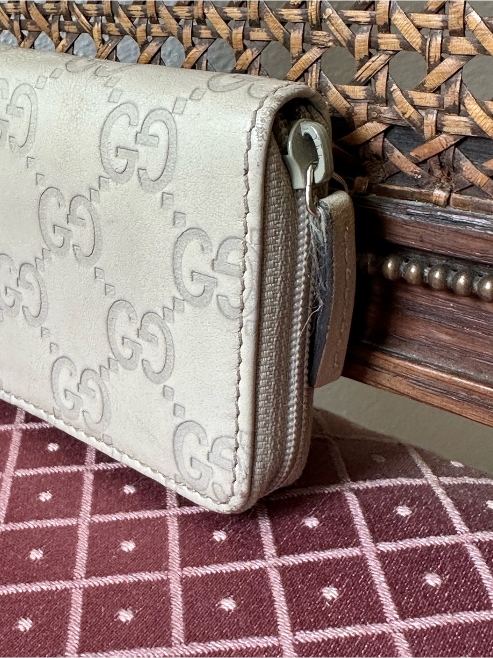 Gucci Guccissima Leather Zip Coin Wallet Ivory GG Compact Mini Wallet Italy - Picture 12 of 13